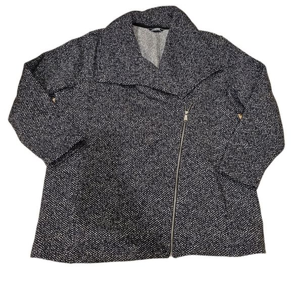 SOLD!! LANDS' END Black White Patterned Fleece Jacket - Size 2X - Picture 1 of 8